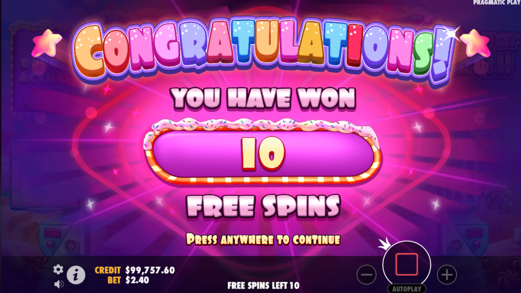 Sugar Rush free spins